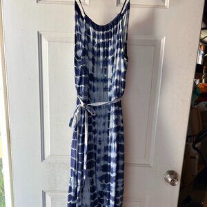 Allen B. Blue & White Tie-Dye Maxi Dress